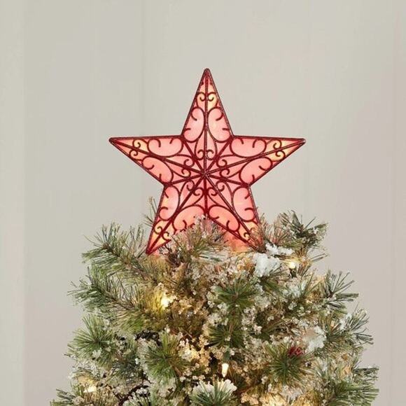 Light Up Shimmer Lattice Star Christmas Tree Topper 11" LED Red Holiday Decor - Picture 5 of 11